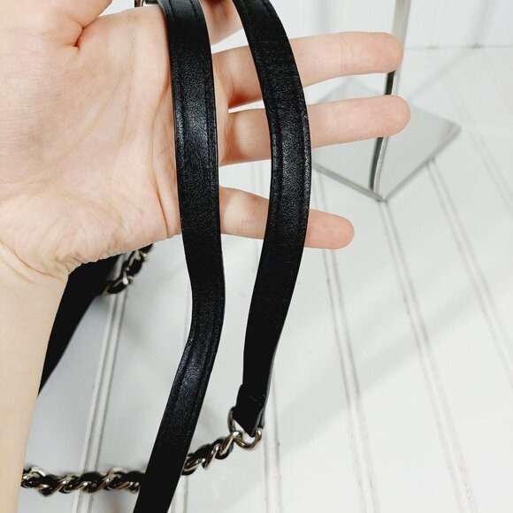 Giani Bernini Black Leather Chain Hardware Handmade Trim Shoulder Bag 0149 - Picture 5 of 12